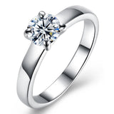 18K White Gold Plated  Single Swarovski Solitaire Ring