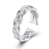 18K White Gold Plated  Adjustable Braided Ring