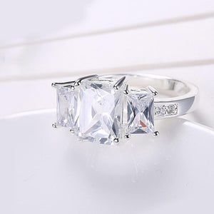 White Sapphire Multi Emerald Cut Cocktail Ring