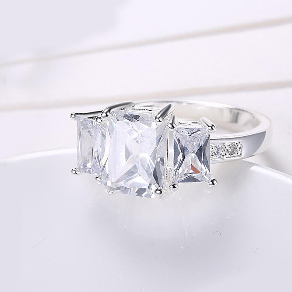 White Sapphire Multi Emerald Cut Cocktail Ring