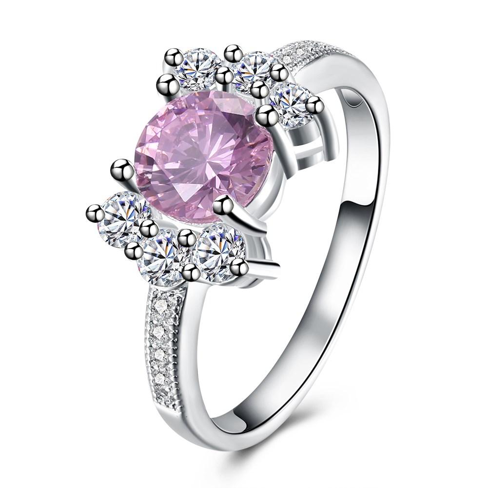 Pink Sapphire Curved Cocktail Pav'e Ring