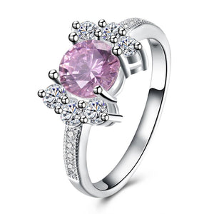 Pink Sapphire Curved Cocktail Pav'e Ring