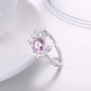 Pink Sapphire Curved Cocktail Pav'e Ring