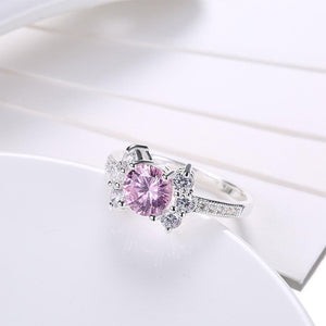 Pink Sapphire Curved Cocktail Pav'e Ring