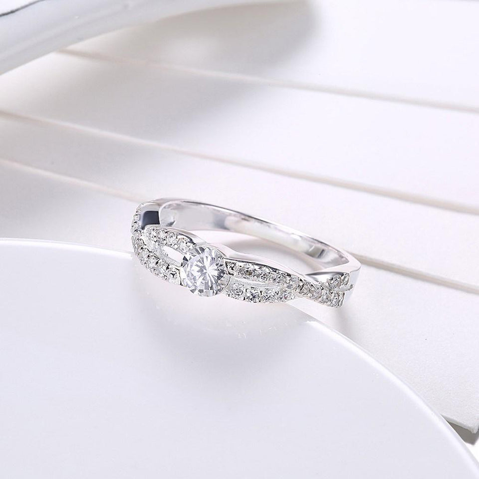 Sterling Silver Curved Pav'e Swarovski Ring
