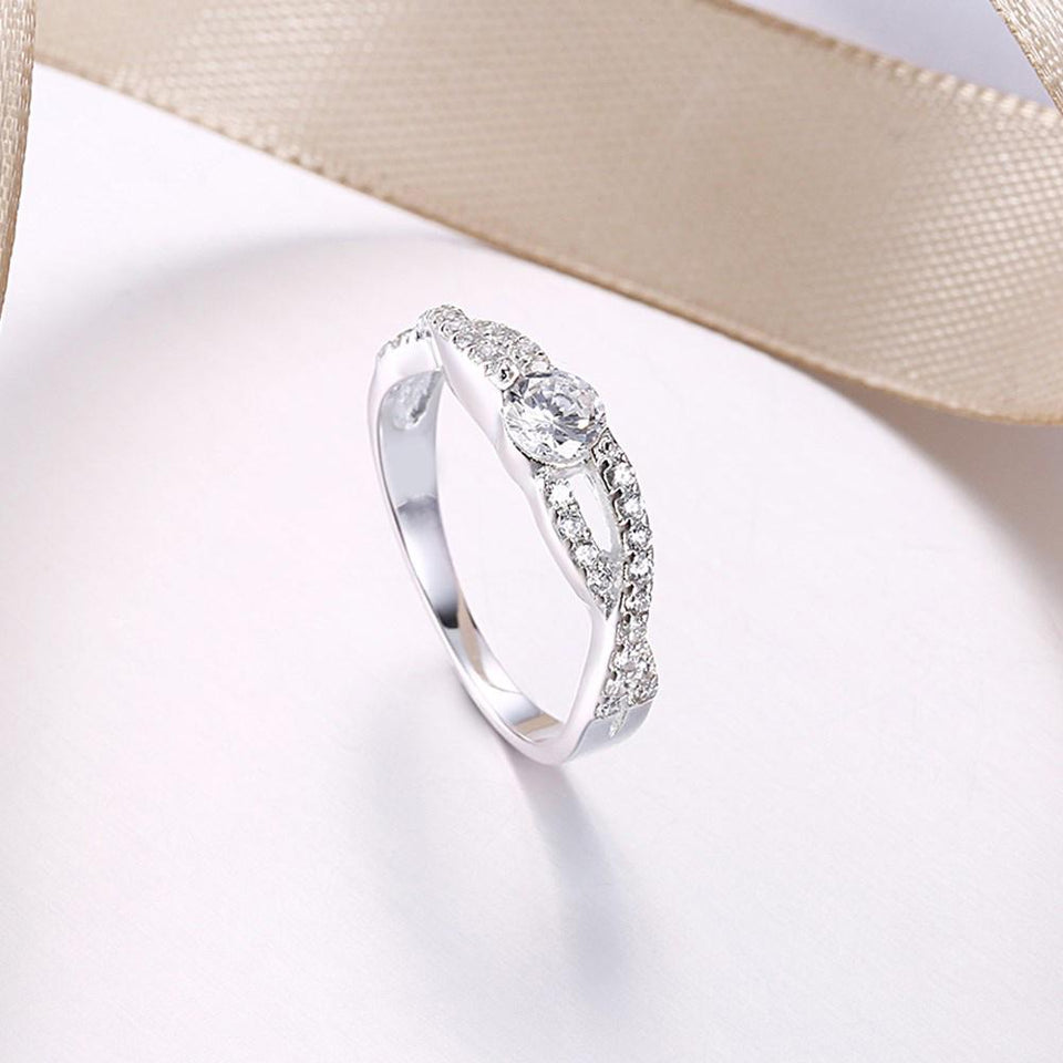 Sterling Silver Curved Pav'e Swarovski Ring