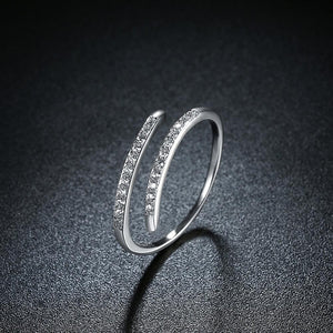 Sterling Silver Thin Lining Swarovski Open Ring