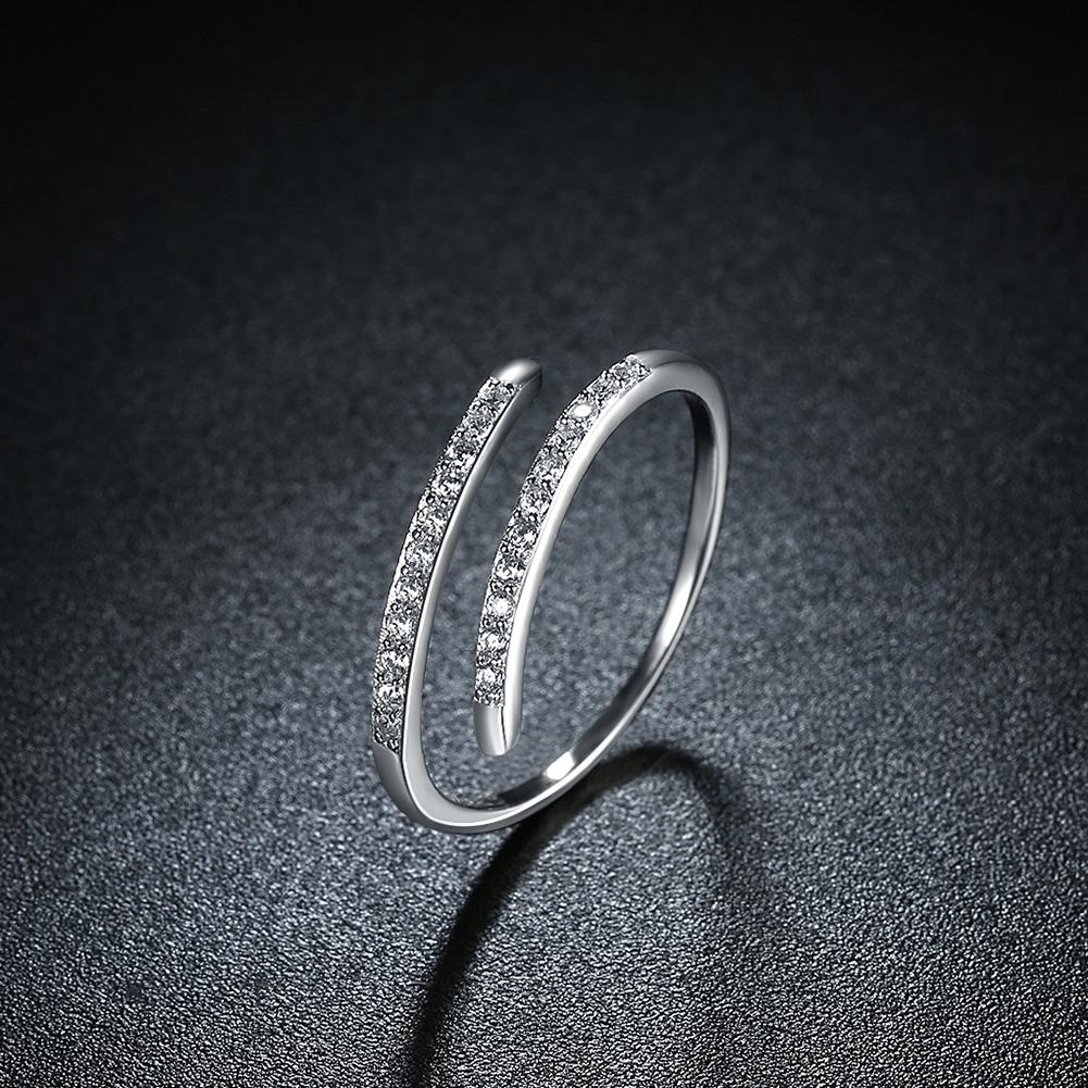 Sterling Silver Thin Lining Swarovski Open Ring