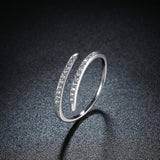 Sterling Silver Thin Lining Swarovski Open Ring