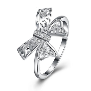 Sterling Silver Swarovski Bow-Tie Cocktail Ring