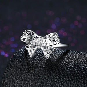 Sterling Silver Swarovski Bow-Tie Cocktail Ring