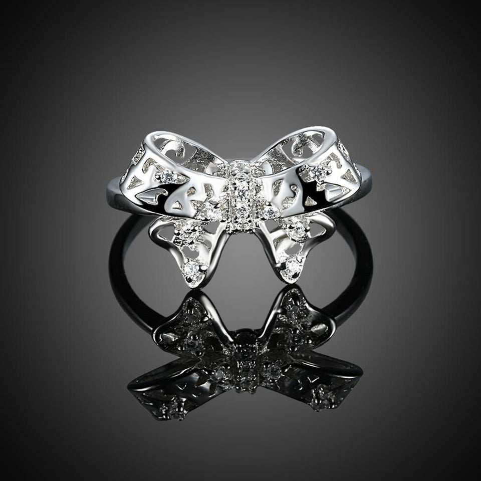 Sterling Silver Swarovski Bow-Tie Cocktail Ring