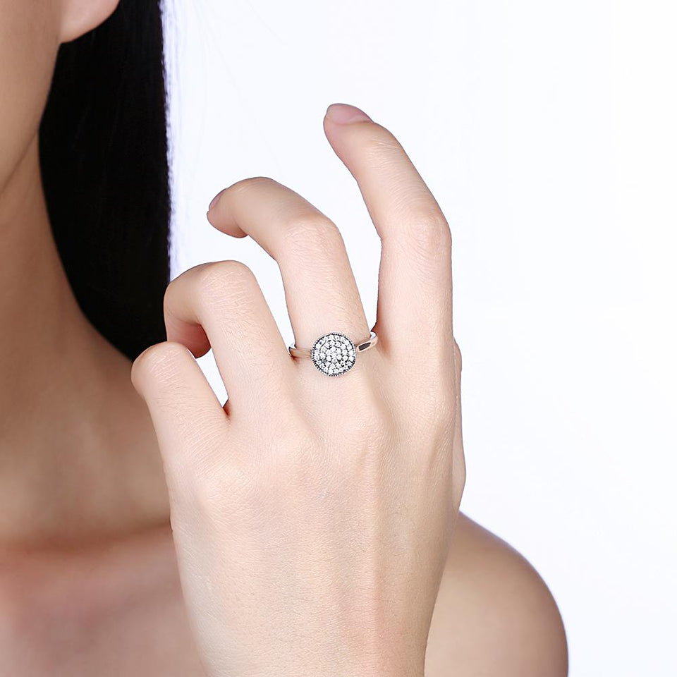 Sterling Silver Swarovski Pav'e Circular Halo Ring