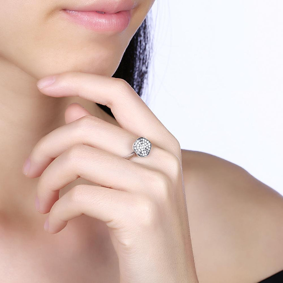 Sterling Silver Swarovski Pav'e Circular Halo Ring