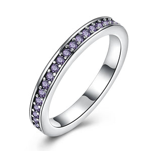 Sterling Silver Purple Swarovski Band Ring