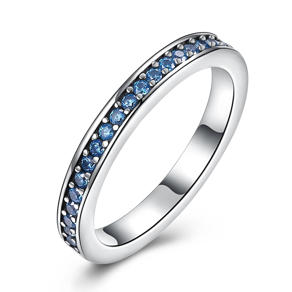 Sterling Silver Blue Swarovski Band Ring