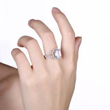 Sterling Silver Pink Sapphire Emerald Cut Cocktail Ring