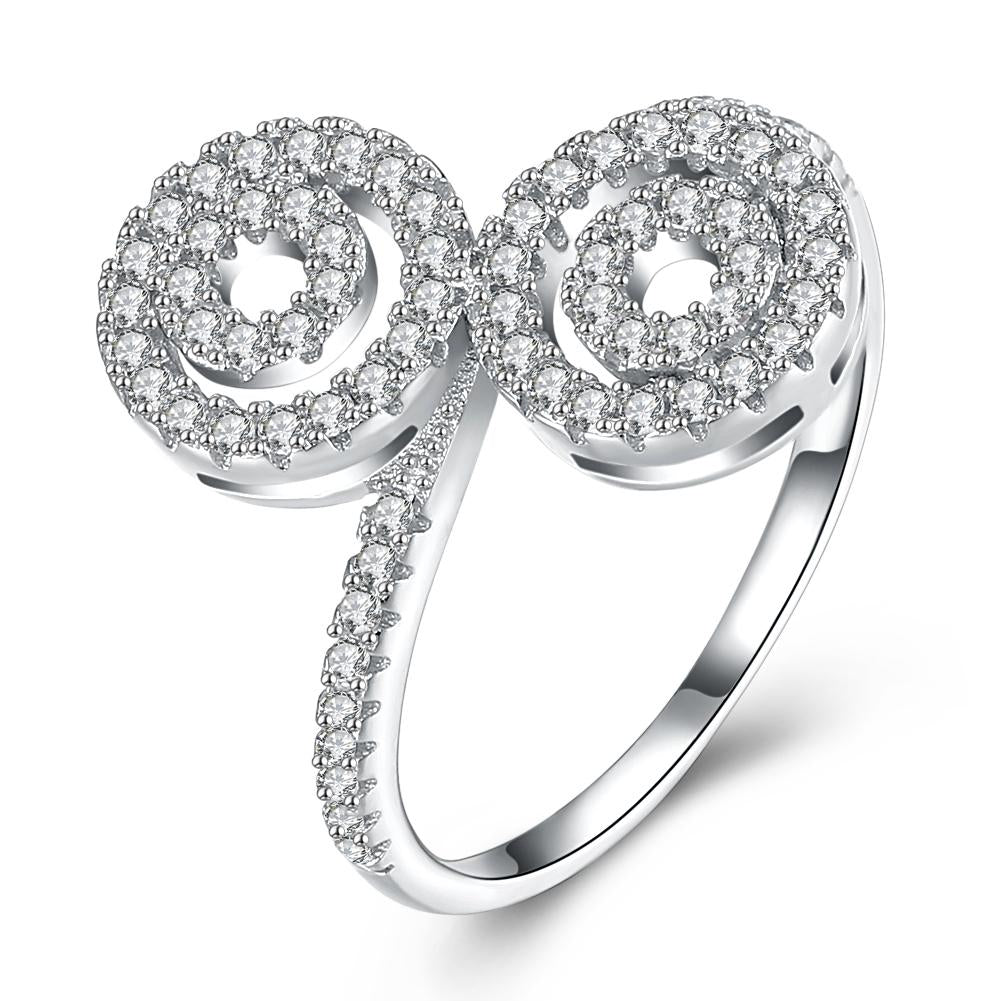 Sterling Silver Duo Swarovski Elements Swirl Adjustable Ring