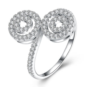 Sterling Silver Duo Swarovski Elements Swirl Adjustable Ring