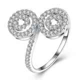 Sterling Silver Duo Swarovski Elements Swirl Adjustable Ring