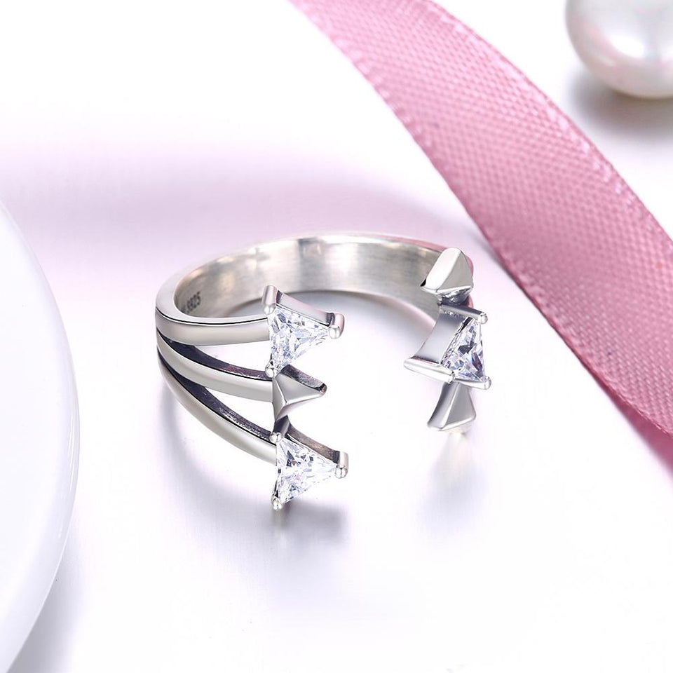 Sterling Silver Swarovski Clawed Adjustable Ring