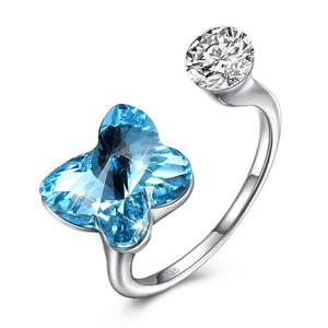 Blue Sapphire Butterfly Shaped Adjustable Ring