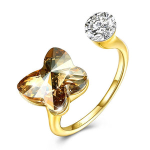 Citrine Butterfly Shaped Adjustable Ring