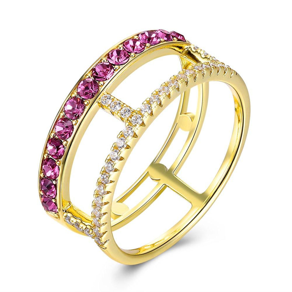 Sterling Silver Cage Ring Made with Swarovski Crystals