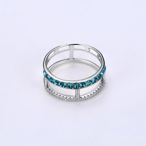 Sterling Silver Cage Ring Made with Swarovski Crystals