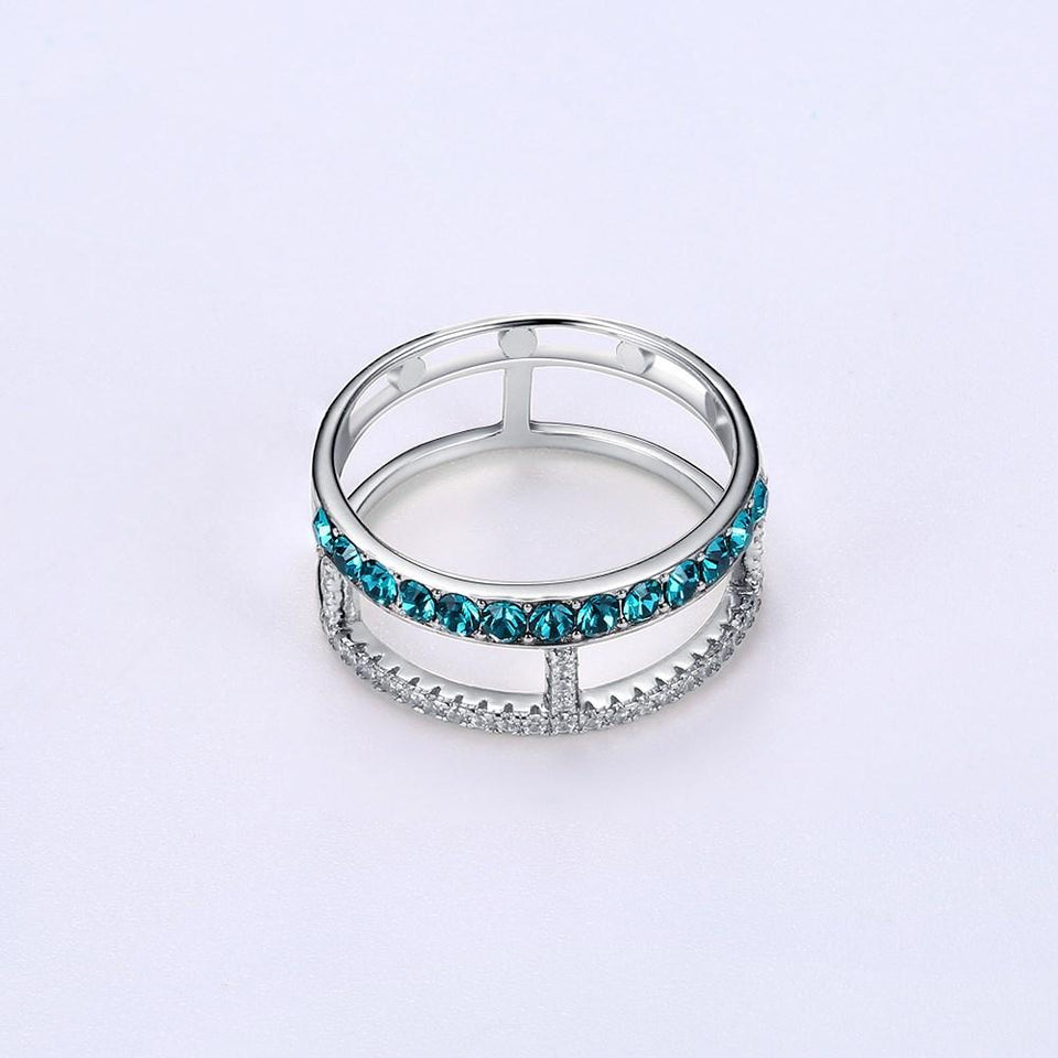 Sterling Silver Cage Ring Made with Swarovski Crystals