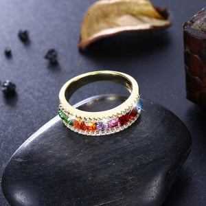 Sterling Silver Rainbow Swarovski Ring
