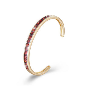 Princess Cut Swarovski Elements Bangle in 14K Gold - Burgandy
