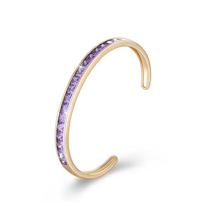 Princess Cut Swarovski Elements Bangle in 14K Gold - Purple