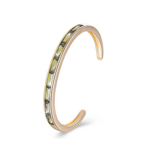 Swarovski Elements Emerald Cut Open Bangle - Green