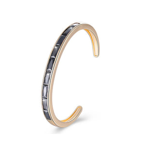 Swarovski Elements Emerald Cut Open Bangle - Black