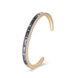 Swarovski Elements Emerald Cut Open Bangle - Black