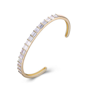 Emerald Cut Swarovski Elements Cuff Bangle- White