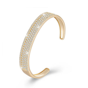 Swarovski Elements Glitter Pav'e Open Bangle in 14K Gold