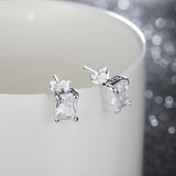 White Topaz Square Stud Earring in 14K White Gold Plated 6mm