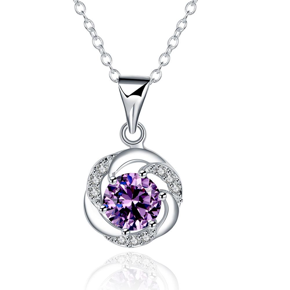 Amethyst Curved Pav'e Necklace Gemstone