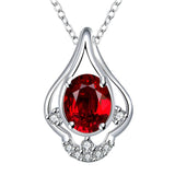 Ruby Curved Pendant Pav'e Necklace