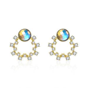 Sterling Silver Swarovski Circular Studs - Gold