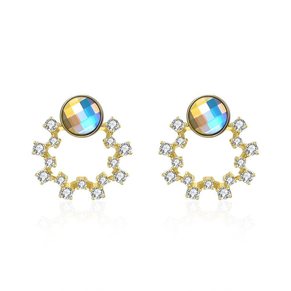 Sterling Silver Swarovski Circular Studs - Gold