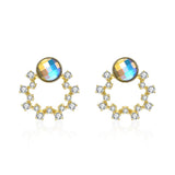 Sterling Silver Swarovski Circular Studs - Gold