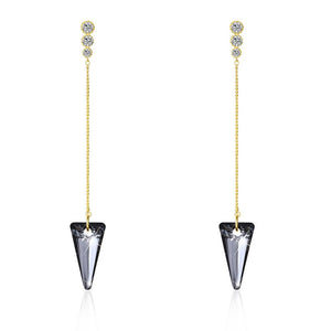 Sterling Silver Triangular Cut Swarovski Elements Earrings - Blue