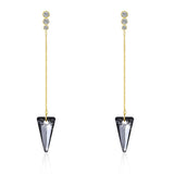 Sterling Silver Triangular Cut Swarovski Elements Earrings - Blue