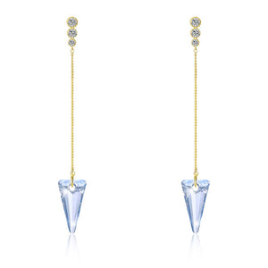 Sterling Silver Triangular Cut Swarovski Elements Earrings - Turquoise