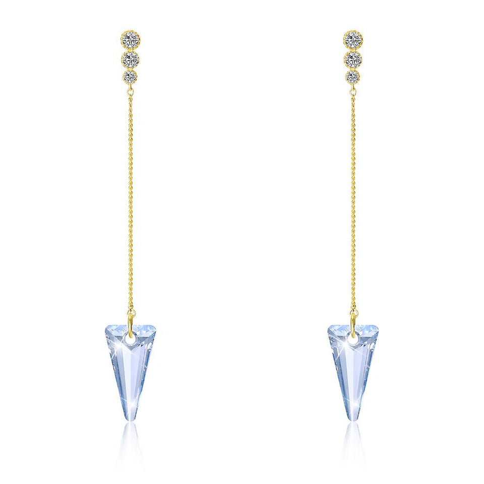 Sterling Silver Triangular Cut Swarovski Elements Earrings - Turquoise