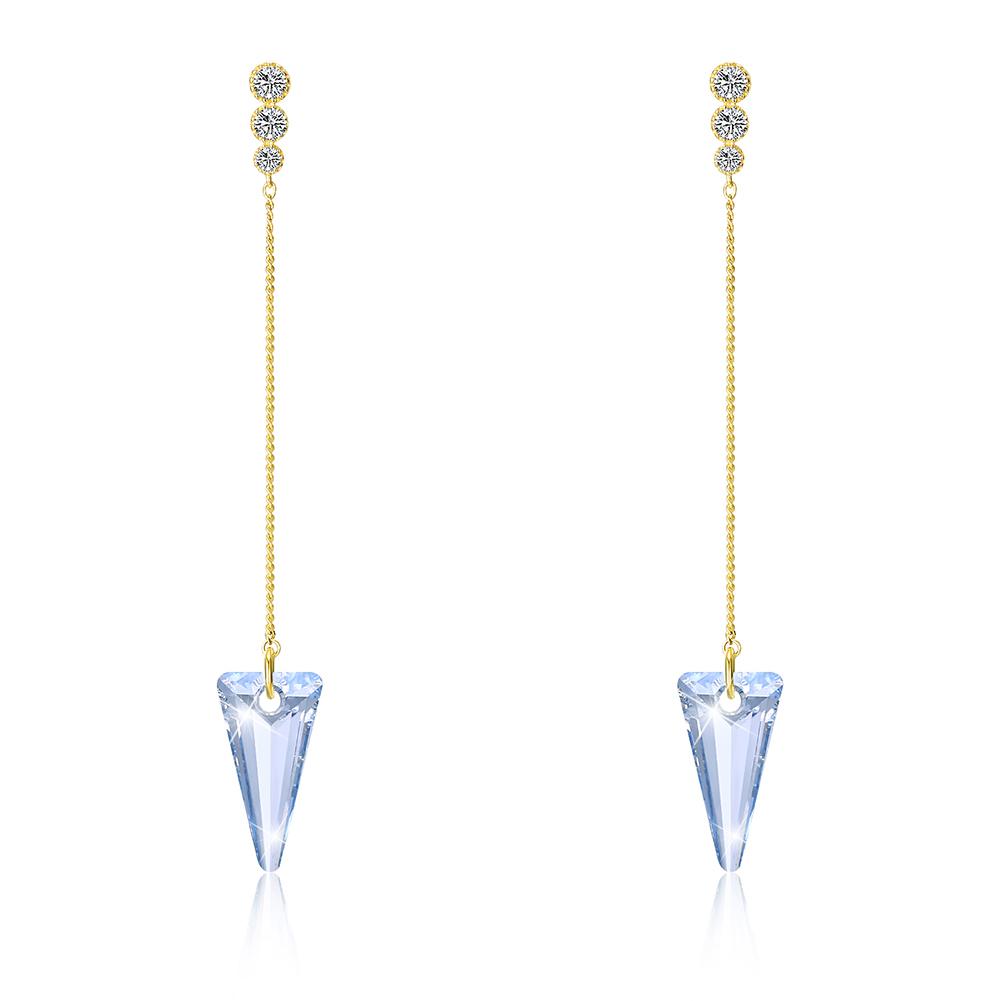 Sterling Silver Triangular Cut Swarovski Elements Earrings - Turquoise