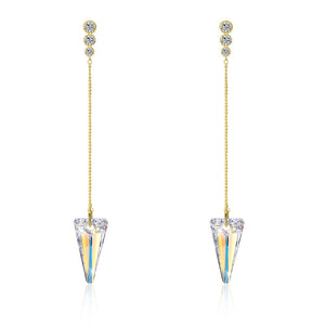 Sterling Silver Triangular Cut Swarovski Elements Earrings - Clear